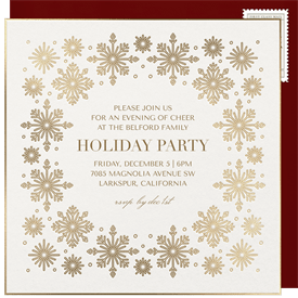 'Gilded Snowflake Border' Holiday Party Invitation