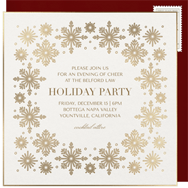 'Gilded Snowflake Border' Business Holiday Party Invitation