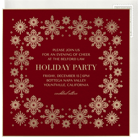 'Gilded Snowflake Border' Business Holiday Party Invitation