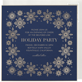 'Gilded Snowflake Border' Business Holiday Party Invitation