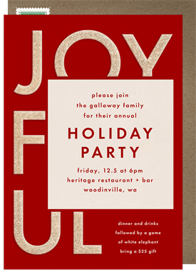 'Joyful Glitter' Holiday Party Invitation