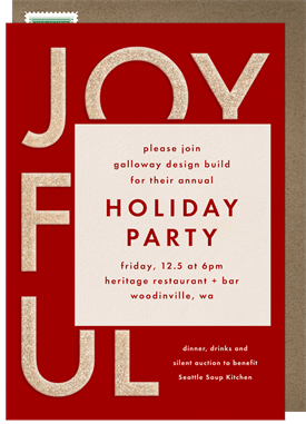 'Joyful Glitter' Business Holiday Party Invitation