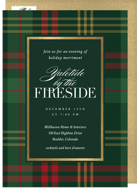 'Cozy Plaid' Business Holiday Party Invitation