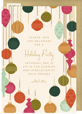 'Glass Ornaments' Holiday Party Invitation