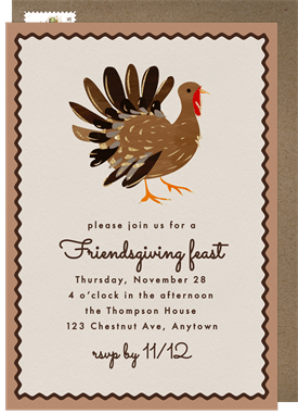 'Foiled Feathers' Thanksgiving Invitation