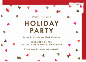 'Cute Tree Confetti' Holiday Party Invitation