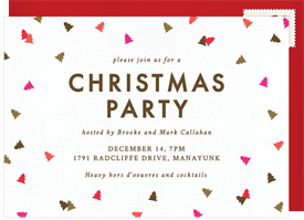 'Cute Tree Confetti' Christmas Party Invitation