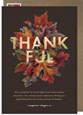 'Thankful Leaves' Business Thanksgiving Card