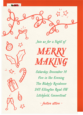 'Playful Holiday Icons' Business Holiday Party Invitation