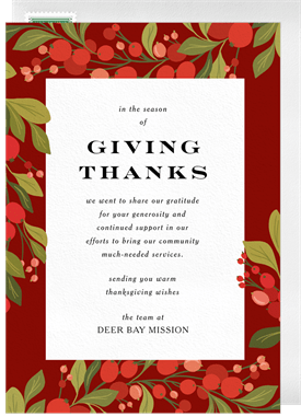 'Botanical Berry Sprigs' Business Thanksgiving Card