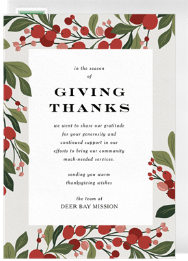 'Botanical Berry Sprigs' Business Thanksgiving Card