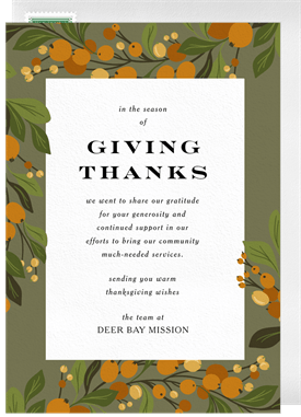 'Botanical Berry Sprigs' Business Thanksgiving Card