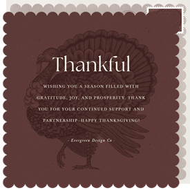 'Faint Feathers' Business Thanksgiving Card