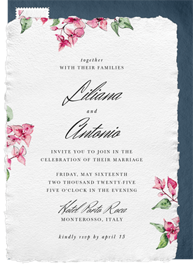 'Romantic Bougainvillea' Wedding Invitation