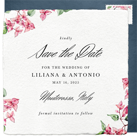 'Romantic Bougainvillea' Wedding Save the Date