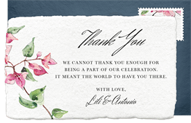 'Romantic Bougainvillea' Wedding Thank You Note