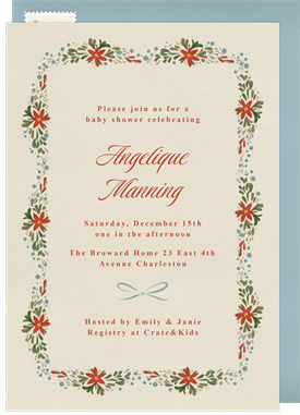 'Sweet Poinsettia Frame' Baby Shower Invitation