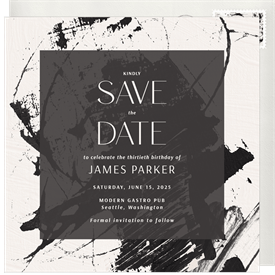 'Oil and Charcoal' Adult Birthday Save the Date