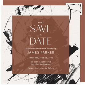 'Oil and Charcoal' Adult Birthday Save the Date