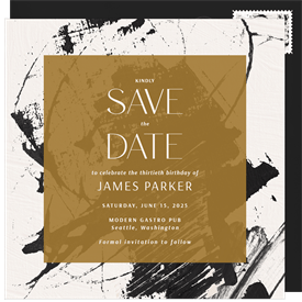 'Oil and Charcoal' Adult Birthday Save the Date