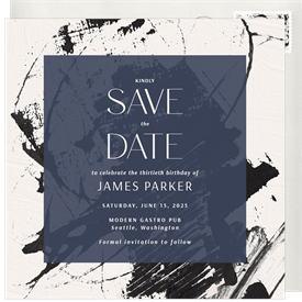 'Oil and Charcoal' Adult Birthday Save the Date