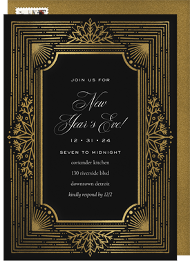 'Deco Holiday Frame' New Year's Party Invitation