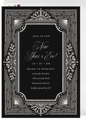 'Deco Holiday Frame' New Year's Party Invitation