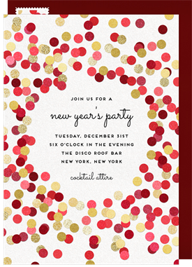 'Confetti Sparkles' New Year's Party Invitation