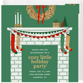 'Cozy Mantle' Holiday Party Invitation