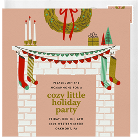 'Cozy Mantle' Holiday Party Invitation