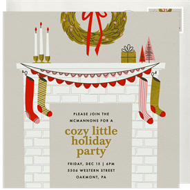 'Cozy Mantle' Holiday Party Invitation