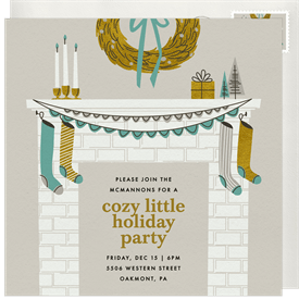 'Cozy Mantle' Holiday Party Invitation