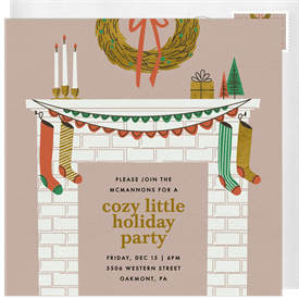 'Cozy Mantle' Holiday Party Invitation