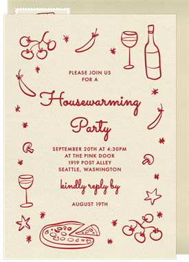 'Pizza Night Whimsy' Housewarming Party Invitation