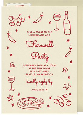 'Pizza Night Whimsy' Going Away Party Invitation