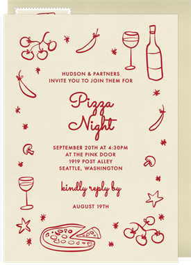 'Pizza Night Whimsy' Dinner Invitation