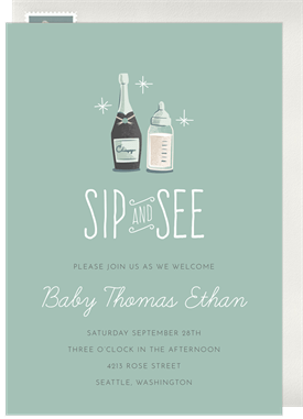 'Milk and Bubbly' Baby Shower Invitation