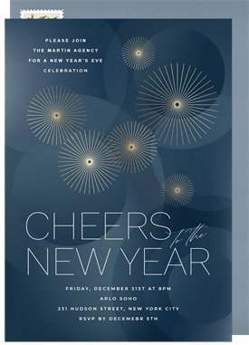 'Gilded Fireworks' Business Holiday Party Invitation