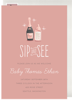 'Milk and Bubbly' Baby Shower Invitation