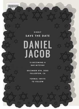 'Subtle Stars' Bar Mitzvah Save the Date