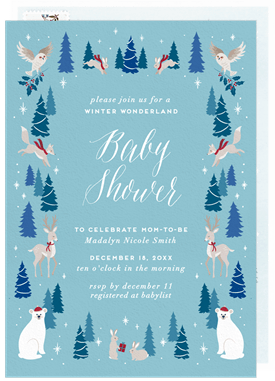 'Adorable Woodland Animals' Baby Shower Invitation