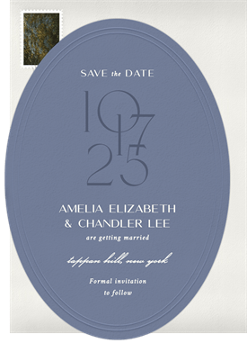 'Oval Modern Stack' Wedding Save the Date