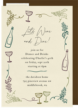 'Vineyard Doodles' Adult Birthday Invitation