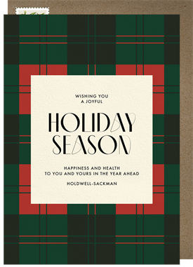 'Three Toned Tartan' Business Holiday Greetings Card