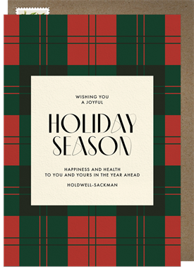 'Three Toned Tartan' Business Holiday Greetings Card