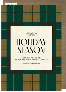 'Three Toned Tartan' Business Holiday Greetings Card