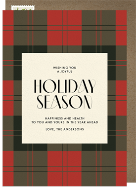 'Three Toned Tartan' Holiday Greetings Card