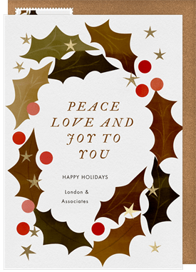 'Festive Holly Wreath' Business Holiday Greetings Card