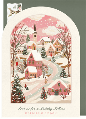 'Quaint Snowy Village' Holiday Party Invitation