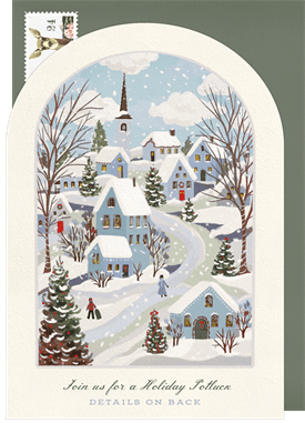 'Quaint Snowy Village' Holiday Party Invitation